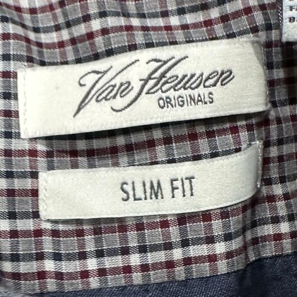 Van Heusen Shirt Mens XL Dark Blue Button Up Long Sleeves Slim Fit Cotton Blend - Picture 7 of 8